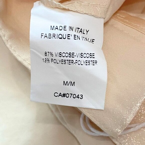 NWT VIA BOVIO MADE IN ITALY GLITTER IVORY CREAM PINKISH HIGH RISE WIDE LEG PANTS - Picture 8 of 8